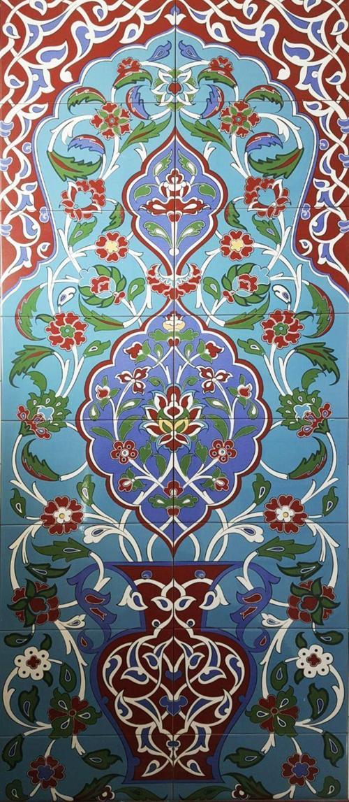 80X190 Çiçek Desenli Zeminli Türk Hamamı Dijital Baskı Pano