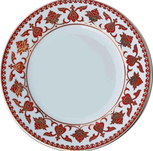Prt 102 25 Cm Kırmızı Beyaz İznik Rumiı  Porselen Kaligrafi Çini Tabak