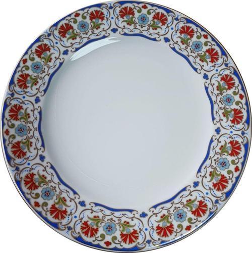 Prt 115 25 Cm Lacivert  Altın Yaldızlı  Karanfil Desenli  Porselen Kaligrafi Çini Tabak