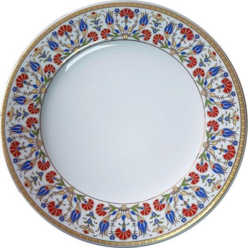 Prt 99 25 Cm Sarı  Altın Yaldızlı  Karanfil Desenli  Porselen Kaligrafi Çini Tabak