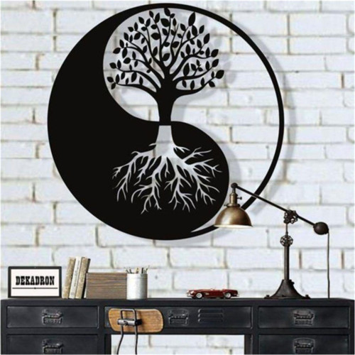Iyi Kötü Aile Ağacı Metal Duvar Dekor 75x75 cm