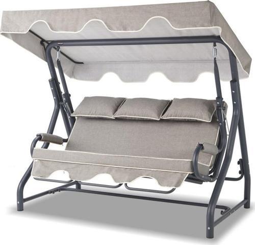 Salvia 3 Kişilik Bahçe Balkon Salıncağı - Kırçıllı Gri