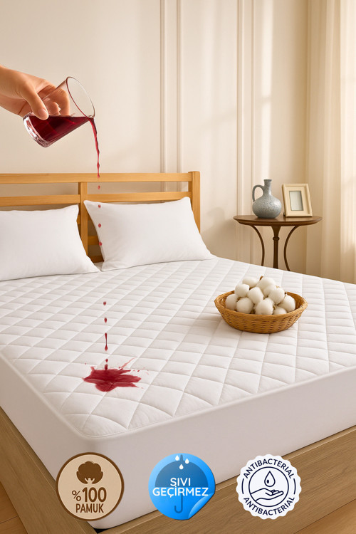 Kapitone Fitted Full Kenar Su Sıvı Geçirmez %100 Pamuk Yatak Koruyucu Alez Tek Çift Battal (16 Ebat)