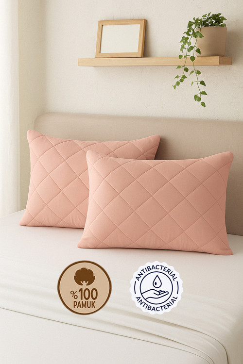 Pamukkale Alez Pudra %100 Pamuk Kapitone Yastık Koruyucu Alez 2 Adet