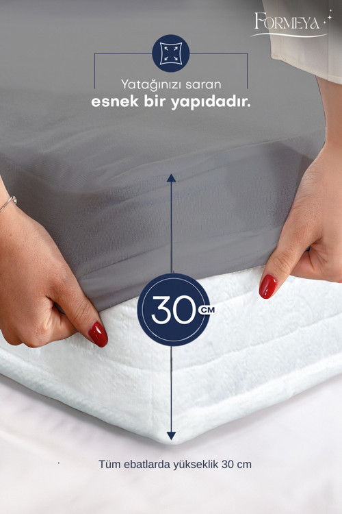 Pamukkale Gri Alez Mikro Fitted Su Sıvı Geçirmez Yatak Koruyucu Alez (16 Farklı Ebat)