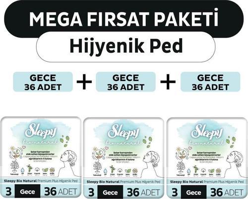 Bio Natural Premium Plus Hijyenik Ped Mega Fırsat Paketi Gece 108 Adet