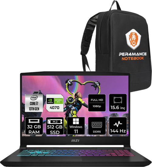 Katana 15 Intel Core i7 13620H 32GB 512GB SSD 144Hz W11P Bilgisayar B13VGK-2023XTR & PER4 ÇANTA B13VGK2023XTRP397