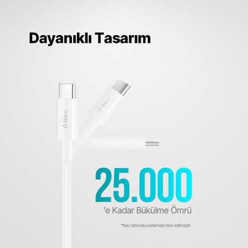 Ttec Type C To Type-C Kablo 1.20cm Beyaz 2DK36B 8