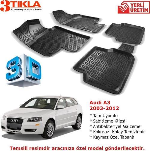 Audi A3 2006-2012 Premium 3D Havuzlu Paspas Seti