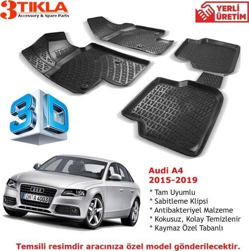 Audi A4 2015-2019 Premium 3D Havuzlu Paspas Seti
