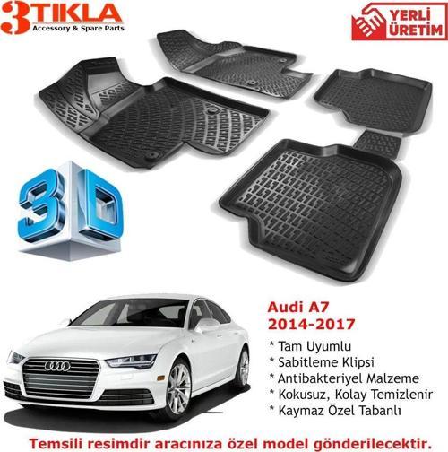 Audi A7 C7 2010-2018 Premium 3D Havuzlu Paspas Seti