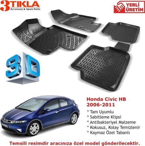 Honda Civic HB 2006-2011 Premium 3D Havuzlu Paspas Seti