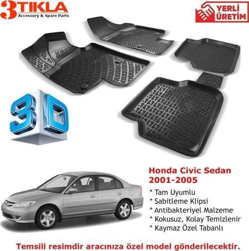 Honda Civic Sedan 2001-2005 Premium 3D Havuzlu Paspas Seti