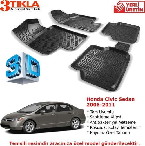 Honda Civic Sedan 2006-2011 Premium 3D Havuzlu Paspas Seti
