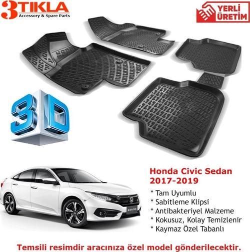 Honda Civic Sedan 2017-2019 Premium 3D Havuzlu Paspas Seti