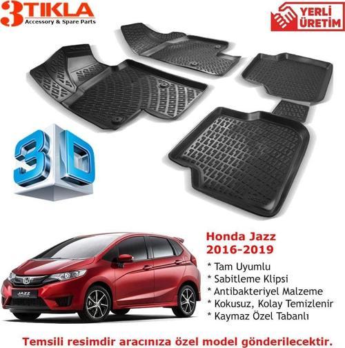 Honda Jazz 2016-2019 Premium 3D Havuzlu Paspas Seti