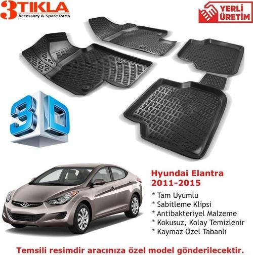 Hyundai Elantra 2011-2015 Premium 3D Havuzlu Paspas Seti