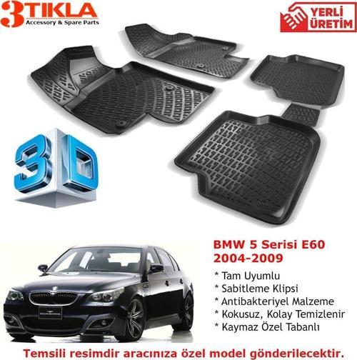 BMW 5 Serisi E60 2004-2009 Premium 3D Havuzlu Paspas Seti