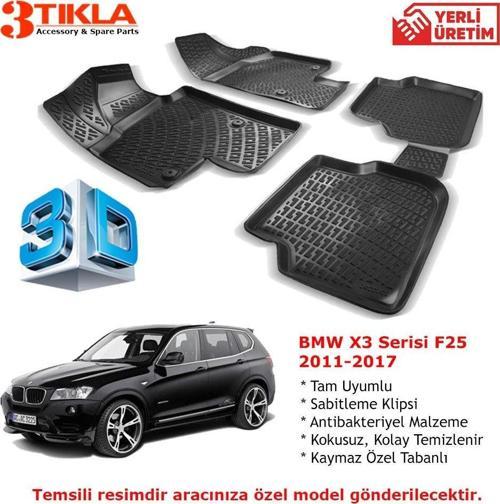 BMW X3 Serisi F25 2011-2017 Premium 3D Havuzlu Paspas Seti