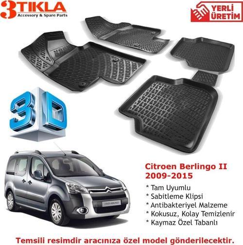 Citroen Berlingo II 110HP 2009-2015 Premium 3D Havuzlu Paspas Seti