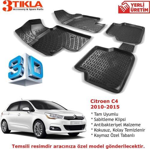 Citroen C4 2010-2015 Premium 3D Havuzlu Paspas Seti