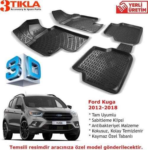 Kuga 2012-2018 Premium 3D Havuzlu Paspas Seti