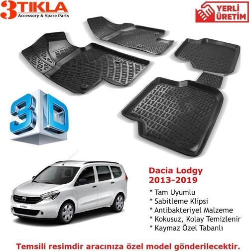 Dacia Lodgy 2013-2019 Premium 3D Havuzlu Paspas Seti