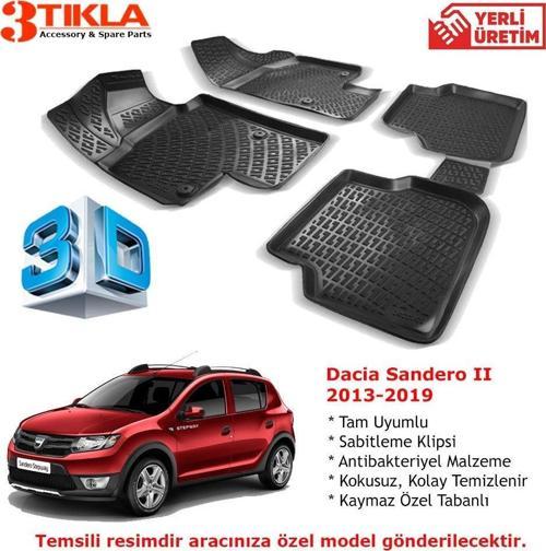 Dacia Sandero II 2013-2019 Premium 3D Havuzlu Paspas Seti