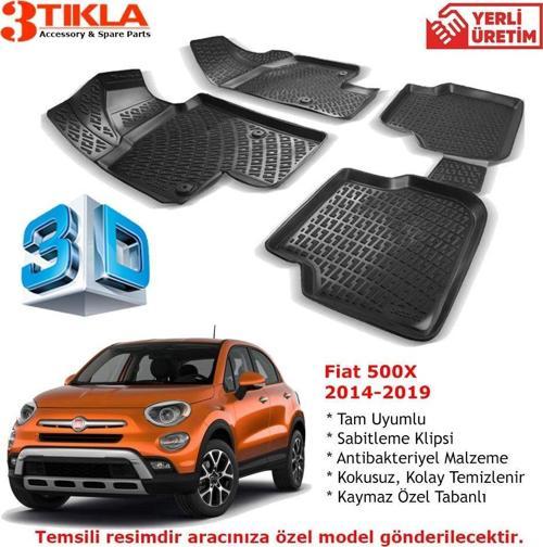 Fiat 500X 2014-2019 Premium 3D Havuzlu Paspas Seti