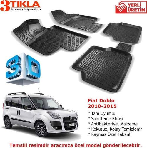 Fiat Doblo 2010-2015 Premium 3D Havuzlu Paspas Seti
