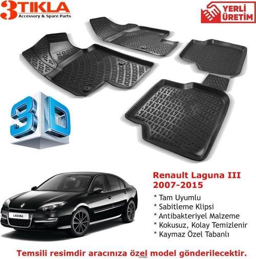 Renault Laguna III 2007-2015 Premium 3D Havuzlu Paspas Seti