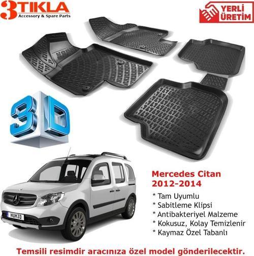 Mercedes Citan 2012-2014 Premium 3D Havuzlu Paspas Seti