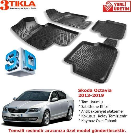 Skoda Octavia 2013-2019 Premium 3D Havuzlu Paspas Seti