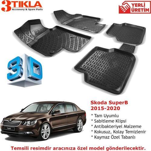 Skoda SuperB 2015-2020 Premium 3D Havuzlu Paspas Seti