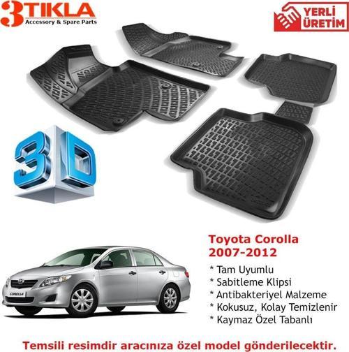 Toyota Corolla 2007-2012 Premium 3D Havuzlu Paspas Seti