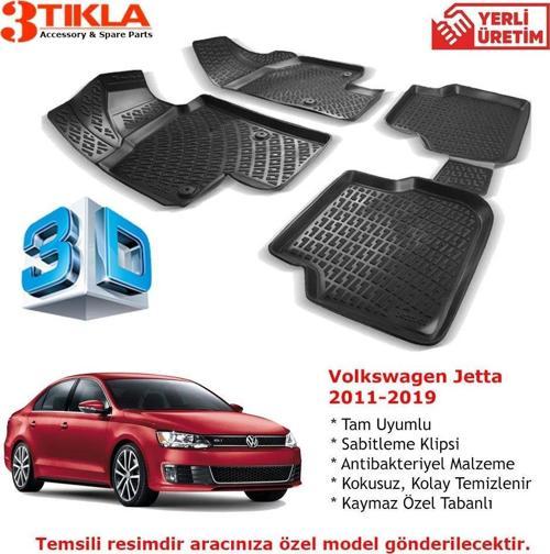 Volkswagen Jetta 2011-2019 Premium 3D Havuzlu Paspas Seti