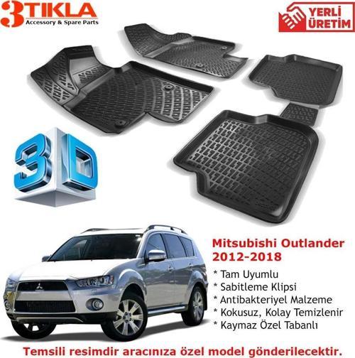 Mitsubishi Outlander 2012-2018 Premium 3D Havuzlu Paspas Seti