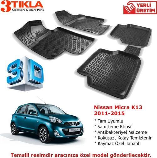 Nissan Micra K13 2011-2015 Premium 3D Havuzlu Paspas Seti