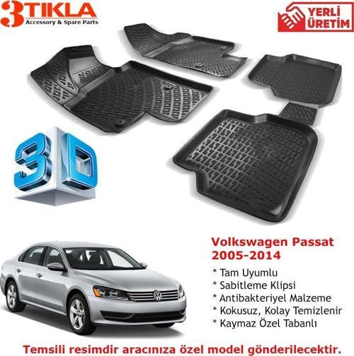 Volkswagen Passat 2005-2014 Premium 3D Havuzlu Paspas Seti