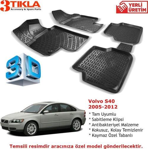Volvo S40 2005-2012 Premium 3D Havuzlu Paspas Seti