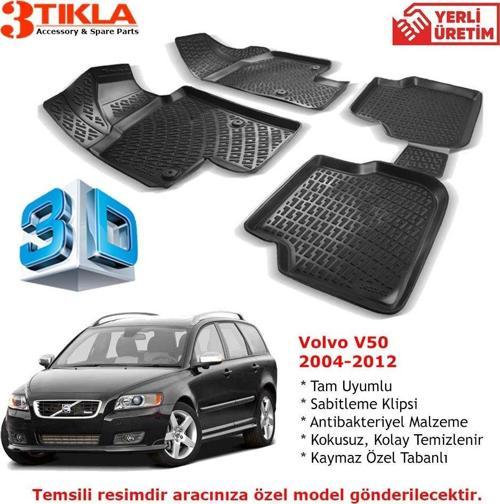 Volvo V50 2004-2012 Premium 3D Havuzlu Paspas Seti