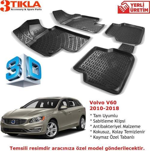 Volvo V60 2010-2018 Premium 3D Havuzlu Paspas Seti
