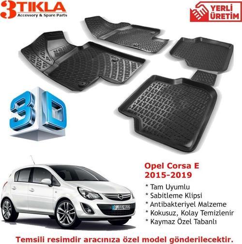Opel Corsa E 2015-2019 Premium 3D Havuzlu Paspas Seti
