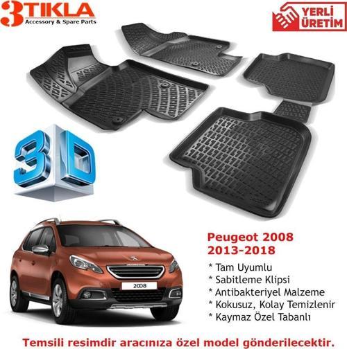 Peugeot 2008 2013-2018 Premium 3D Havuzlu Paspas Seti