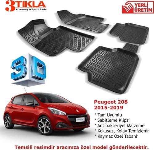 Peugeot 208 2015-2019 Premium 3D Havuzlu Paspas Seti