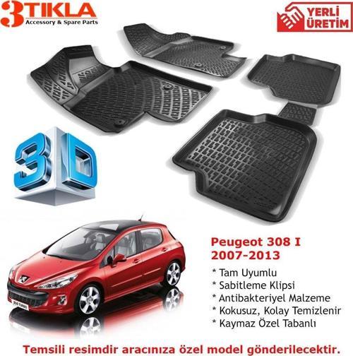 Peugeot 308 I 2007-2013 Premium 3D Havuzlu Paspas Seti