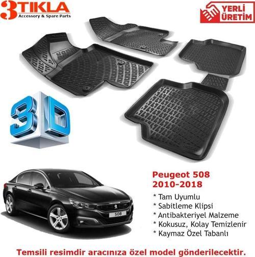 Peugeot 508 2010-2018 Premium 3D Havuzlu Paspas Seti