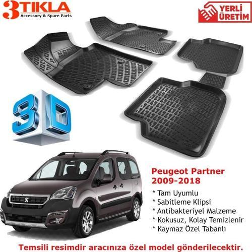 Peugeot Partner Tepe 120HP 2009-2018 Premium 3D Havuzlu Paspas Seti
