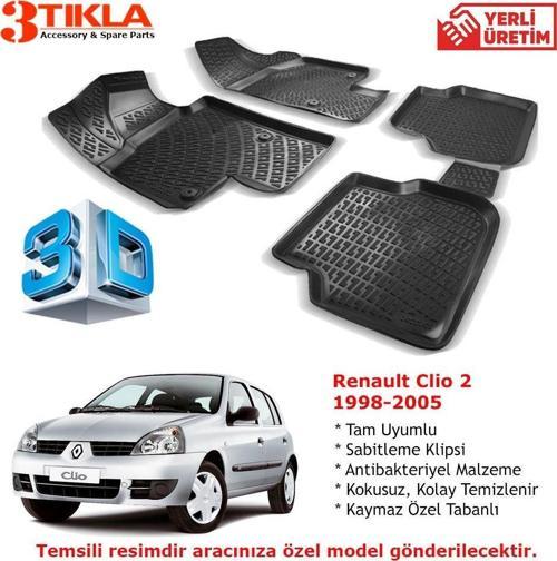Renault Clio 2 1998-2005 Premium 3D Havuzlu Paspas Seti