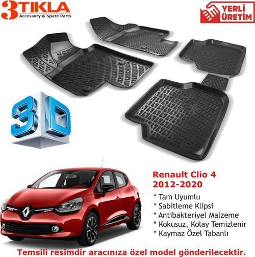 Renault Clio 4 2012-2020 Premium 3D Havuzlu Paspas Seti